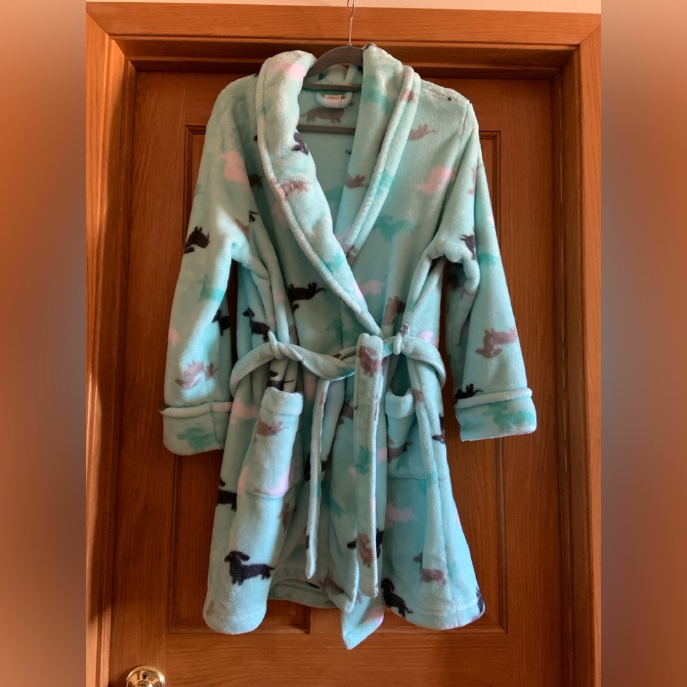 Dachsund Print Short Fleece Robe